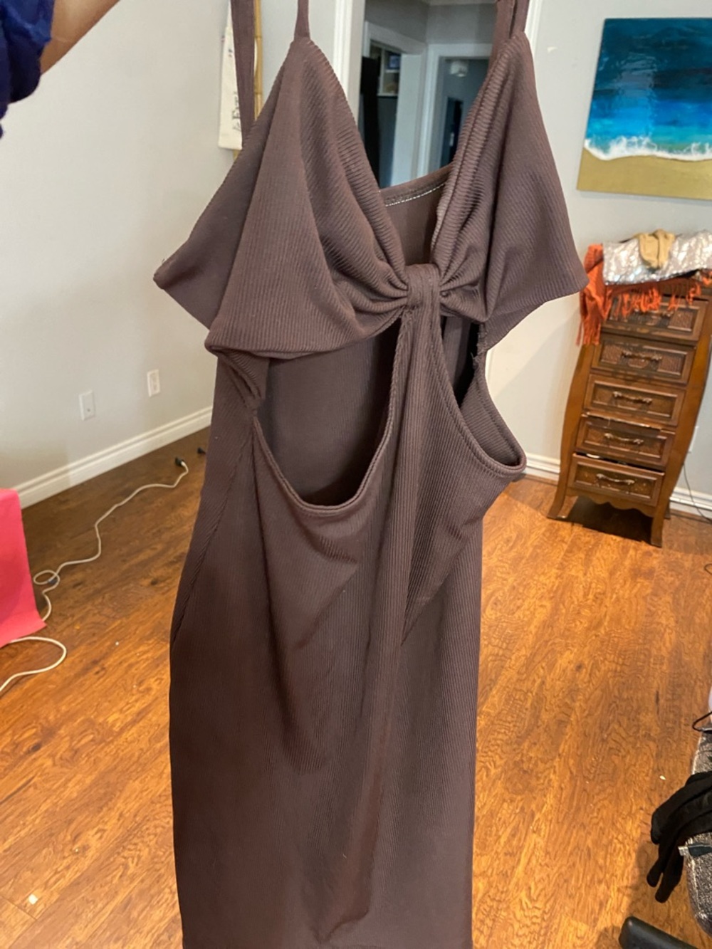 Women's Brown Ribbed Dress